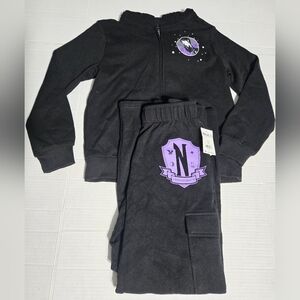 Black Nevermore Academy Wednesday Lounge pants and hoodie L 10/12